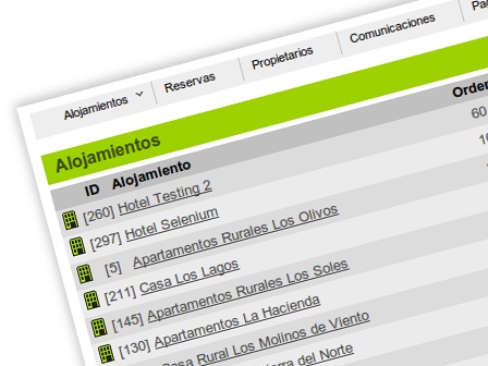 Central de reservas online ALO. Catálogo de alojamientos.