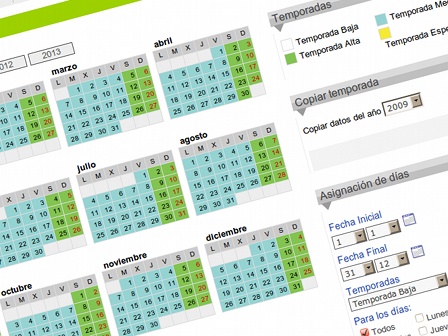 Central de reservas online ALO. Gestión de temporadas